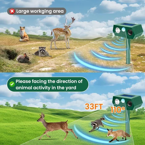 Miniatura 7 de Paquete de 2 dispositivos repelentes de ciervos repelente de animales ultrasóni
