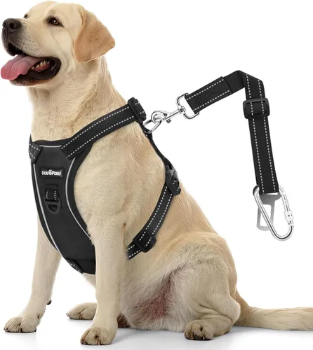 Miniatura 29 de VavoPaw cinturón de seguridad para perro, arnés de coche con peto de seguridad y hebilla ajustable para vehículo, cinturón de seguridad de nailon