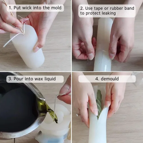 Miniatura 5 de 2 moldes largos de silicona trenzada para velas, moldes de vela de pilar 3D para aromaterapia, fabricación de cera de jabón, moldes únicos de resina