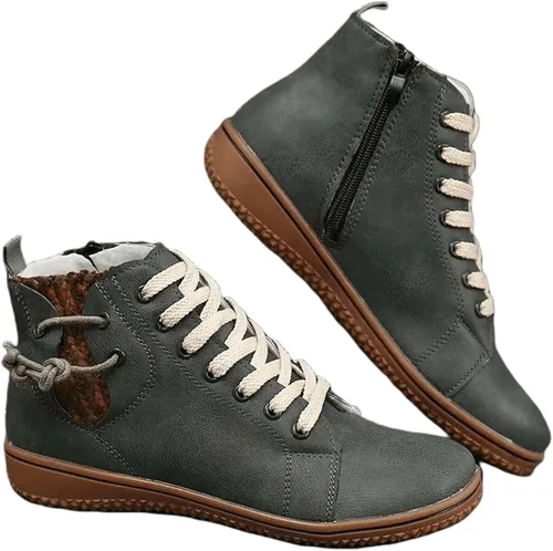 Miniatura 12 de Ladmiple Botas de tobillo para mujer, sin tacón, casual, con cremallera lateral, botas cortas vaqueras occidentales, zapatos para caminar V-Caqui