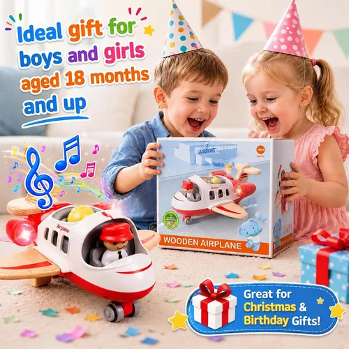 Miniatura 3 de Wanborns Juguetes de avión para niños pequeños de 1 a 3 años, juguetes de aviones con sonido y luz, mini juguetes de avión para introducir