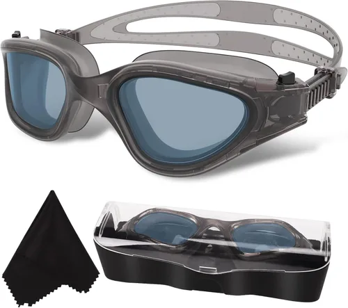 WIN.MAX - Goggles de natación polarizados, antivaho, antirrayos ultravioleta, sin filtraciones y con visión clara para hombres, mujeres, adultos y