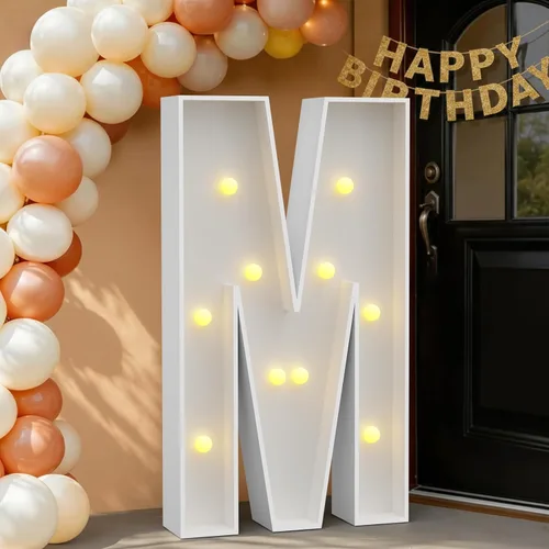 Miniatura 47 de IMPRSV Letras de mosaico iluminadas de marquesina, 4 pies para globos y fiestas, decoración de kit de arco