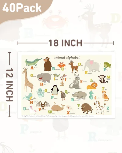 Miniatura 8 de Babebay Manteles individuales desechables adhesivos para bebés, niños y niños pequeños, manteles individuales adhesivos para mesa de restaurante, 12