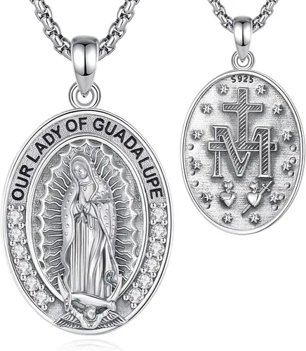 Vito Collar de plata de ley 925 para mujeres y hombres, San Benito, crucifijo, Caravaca, San Cristóbal, San Judas, medalla patronal, amuleto,