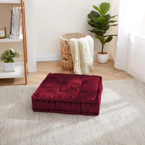 Almohada de Piso Grande Cuadrada Acolchada Decorativa de 20" x 20" Tela de Terciopelo Sintético Relleno Ultra Grueso para Niños y Adultos, Paquete