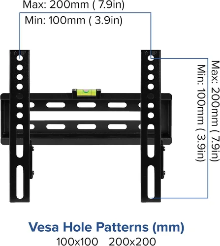 Miniatura 10 de Flash Furniture Soporte fijo de pared para TV con nivel integrado, tamaño VESA máximo 7.874 x 7.874 in, se adapta a la mayoría de televisores de 17