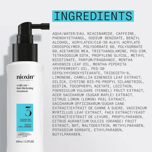 Miniatura 8 de Nioxin System 3 Scalp Care + Hair Thickening Leave-In Treatment For Colored, Dry, & Damaged Hair with Light Thinning Strengthen & Nourish with