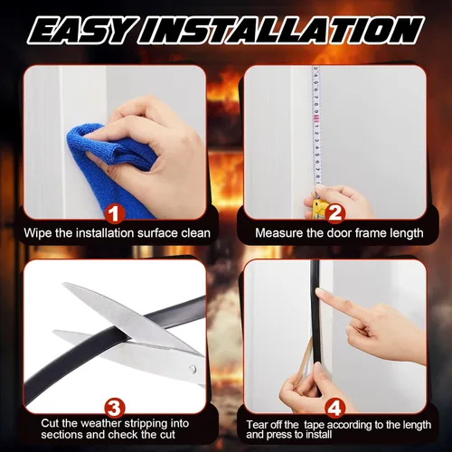 Miniatura 5 de 2 piezas de junta adhesiva flexible de silicona de goma para fuego/humo para puerta ventana interior exterior comercial