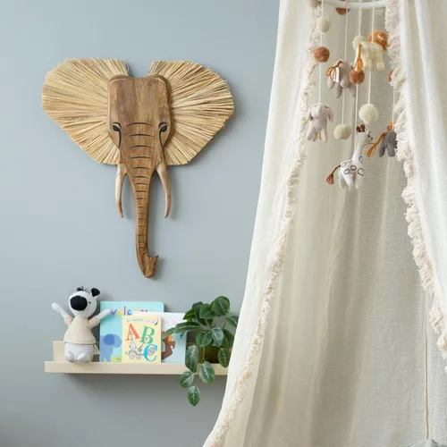 Miniatura 7 de Crane Baby Decoración de pared de safari de madera, arte de pared de guardería de animales de madera, decoración de habitación de safari de género