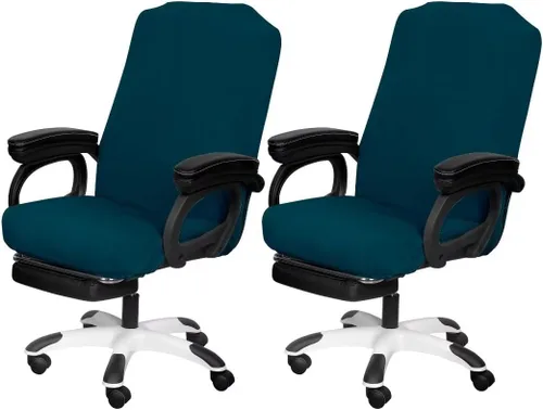 Miniatura 31 de SARAFLORA Paquete de 2 fundas para sillas de oficina, fundas elásticas para sillas de escritorio, fundas extraíbles para silla de oficina con Negro