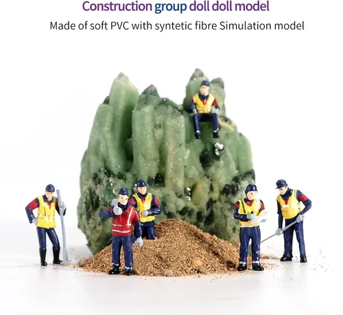 Miniatura 5 de 6 figuras de personas pequeñas a escala 1/50, pequeñas personas, trabajadores de la construcción, mantenimiento, mini muñecas para vehículos