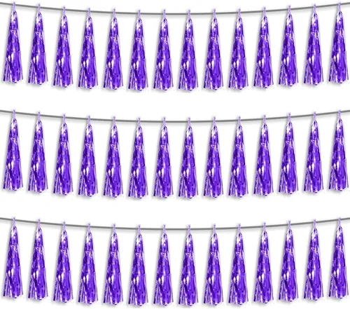 Miniatura 11 de 3P Guirnalda de borlas metálicas con flecos de oro blanco y azul marino, banderines de borlas para desfiles, despedidas de soltera, bodas, Azul Oro