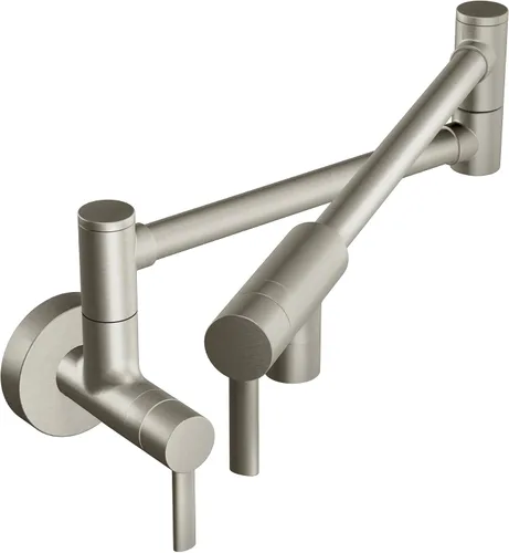 Miniatura 20 de Moen Grifo de Montaje en Pared Moderno de Oro Cepillado con Brazo de Oscilación Plegable, Grifo de Cocina de Estufa de Doble Junta, S665BG