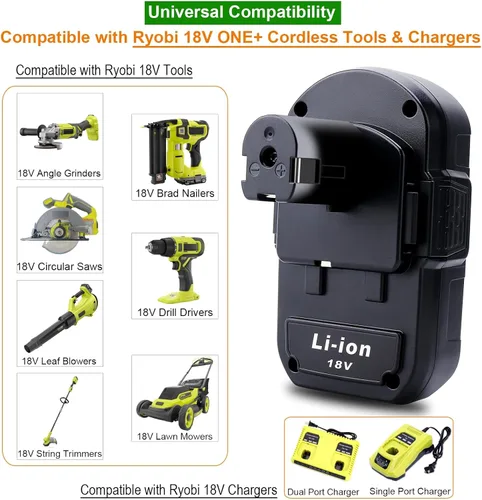 Miniatura 4 de Compatible con batería Ryobi de 18 V, paquete de 2 baterías de litio P103 3.0Ah 18V compatibles con Ryobi 18 Volt One+ herramientas eléctricas