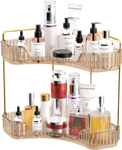 Miniatura 9 de GTI Organizador de 2 niveles para encimera de baño, organizador de esquina multifunción para encimera de baño, organizador de maquillaje y perfume