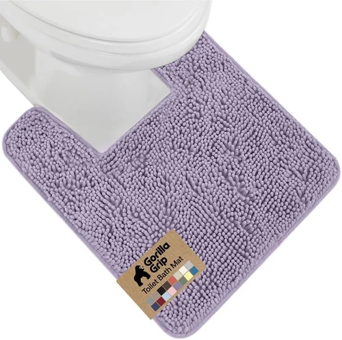 Miniatura 48 de Gorilla Grip - Tapete de baño afelpado, absorbente, peludo, de felpilla, para base de inodoro cuadrada, reverso de goma, suave, de microfibra, claro