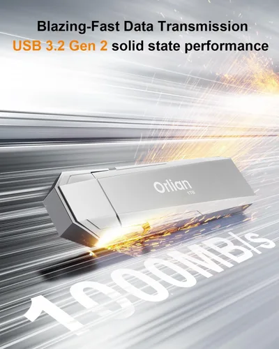 Miniatura 2 de Orlian Unidad de estado sólido SSD portátil externa de 64 GB, hasta 450 MB/s USB 3.2 Gen 2 de estado sólido, tipo C + USB A Dual Drive