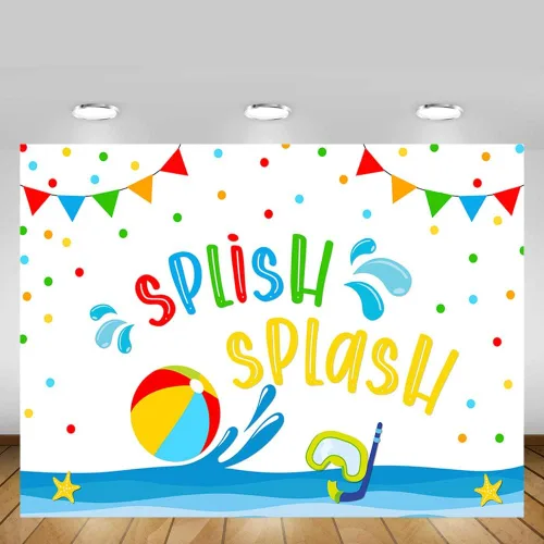 Miniatura 7 de MEHOFOND Fondo salpicado de salpicaduras de 7 x 5 pies, fondo de fiesta de verano en la piscina, fondo de cumpleaños, pelota de playa, tema de agua