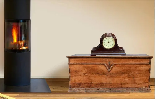 Miniatura 2 de Relojes de repisa, funciona con pilas, reloj de mesa de madera silenciosa con campanillas Westminster On The Hour de madera maciza, 9 x 16 x 3 Nogal