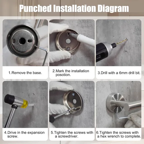 Miniatura 6 de Juego de 7 piezas de accesorios de baño, juego de estante de baño de acero inoxidable negro mate montado en pared, incluye barra para toallas de 16