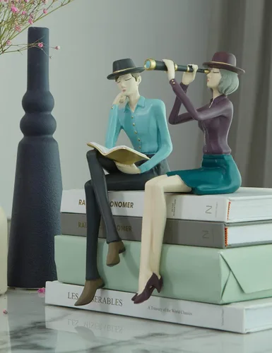 Miniatura 3 de HAUCOZE Estatua de hombre, escultura artística de lectura, decoración moderna del hogar, regalo para sala de estar, dormitorio, oficina, poliresina