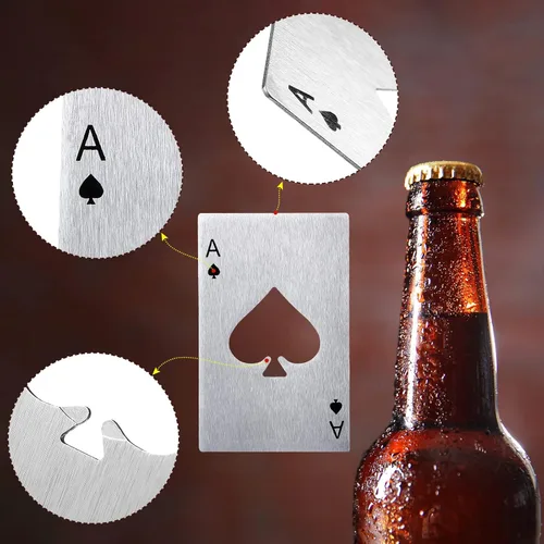 Miniatura 5 de Chumia Abridores de botellas de póquer, de acero inoxidable, para abrebotellas de cerveza Ace, para bodas, fiestas de cumpleaños, despedidas de Negro