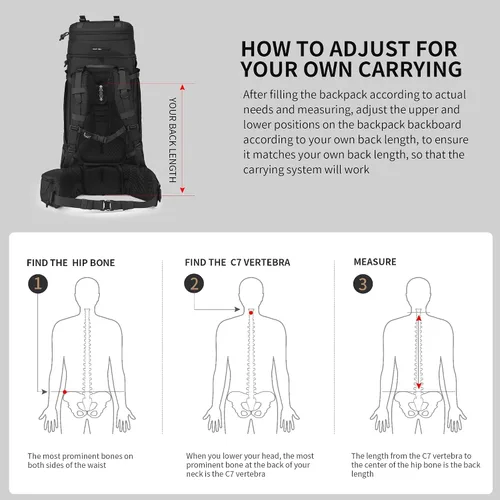 Miniatura 6 de Mardingtop Mochila militar con marco interno de 75L para hombres, mochila táctica Cordura con Recco para snowboard, senderismo, camping