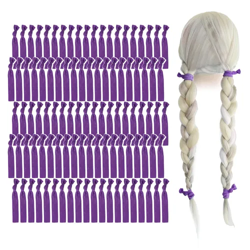 Miniatura 37 de MEEDEE Paquete de 100 lazos para el cabello, color negro, sin pliegues, nudos suaves para mujeres, sin daño, adecuado para colas de caballo, yoga