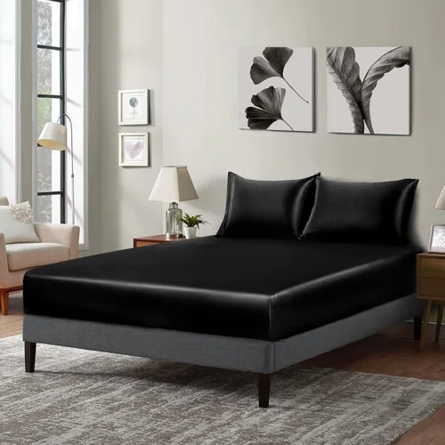 P Pothuiny Sábana bajera de satén tamaño individual XL, solo 1 sábana bajera individual, funda de colchón extra suave de bolsillo profundo para cama