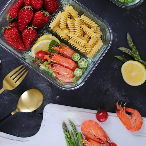 Miniatura 6 de HOMBERKING - Paquete de 8 contenedores de vidrio para preparación de comidas, 3 compartimentos, contenedores de vidrio para almacenamiento