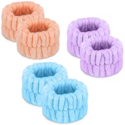 Miniatura 11 de Bandas de toalla de microfibra para spa de muñeca - Muñequeras absorbentes para lavado facial para niñas para evitar que el agua se derrame por