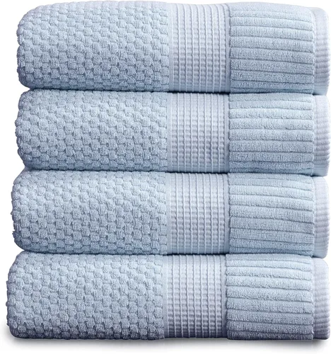 Miniatura 27 de NY Loft Juego de 4 toallas de baño 100% algodón, supersuaves y absorbentes, de secado rápido, 30 x 52 pulgadas, algodón texturizado y duradero