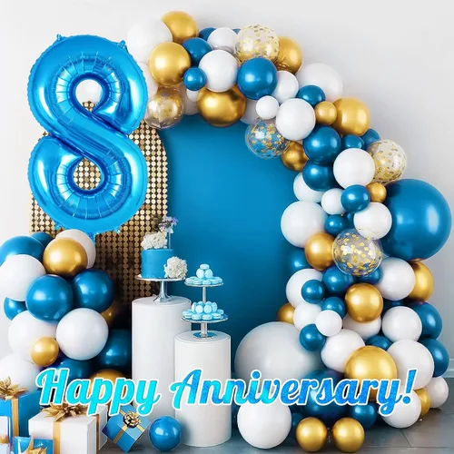 Miniatura 6 de Globo azul con número 8 de 40 pulgadas, globos grandes de helio de lámina con número, globos gigantes de Mylar número 8 para suministros