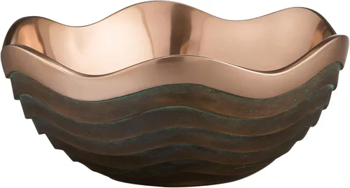 Nambé Copper Canyon - Cuenco grande – Aleación recubierta de cobre de 15 pulgadas con acabado Verdigris, centro de mesa de metal estilo suroeste