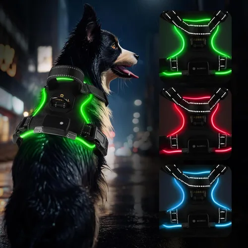 Miniatura 12 de MASBRILL Arnés para perro con luz LED - Arnés LED para perro sin tirones, recargable, ajustable, chaleco arnés iluminado para perros pequeños