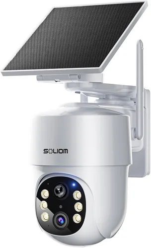 SOLIOM - Verdaderas cámaras de seguridad HD de 5 MP inalámbricas para exteriores, cámara complementaria, alimentada por energía solar, seguimiento