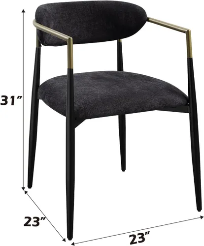 Miniatura 3 de Acme Jaramillo - Silla auxiliar tapizada en madera y tela, color negro (juego de 2)