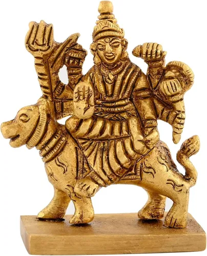 Miniatura 6 de LOVENSPIRE Estatua de diosa Lakshmi de latón macizo para Pooja (3.5 pulgadas) – Ídolo de la deidad espiritual india para decoración de mandir
