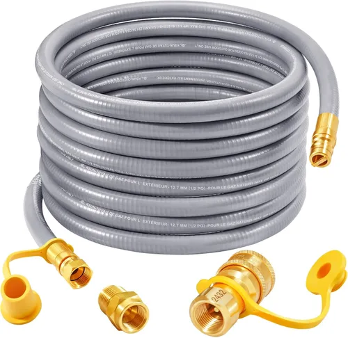 Miniatura 9 de GasSaf Manguera de gas natural de 3/8 pulgadas de diámetro interior, manguera de gas de conexión rápida de 24 pies con rosca de tubo hembra de 3/8 x