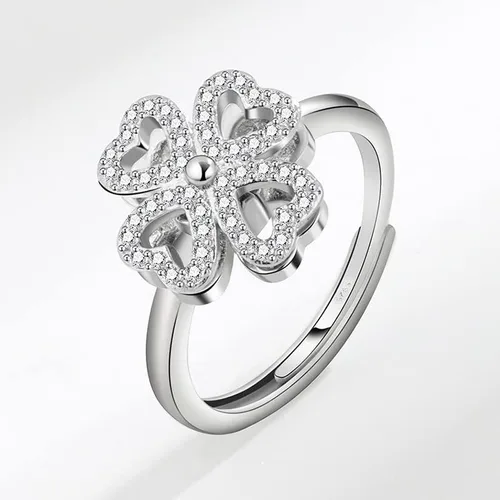 Miniatura 4 de Anillo de ansiedad para mujer, anillo ajustable de plata de ley 925, anillo giratorio con caja de regalo de joyería
