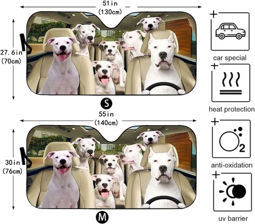Miniatura 3 de Parasol para parabrisas Dogo Argentino, protector solar con protección solar y mantiene tu automóvil fresco para la mayoría de los sedanes, SUV