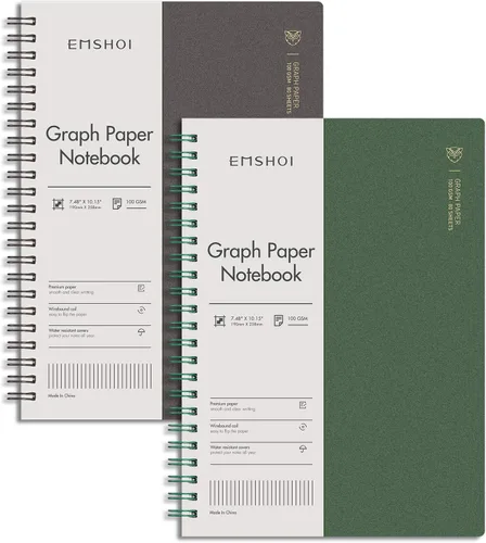 Miniatura 10 de EMSHOI Cuaderno de espiral de papel cuadriculado de 7.48 x 10.15 pulgadas, paquete de 2 cuadernos de 320 páginas B5 con notas adhesivas, papel