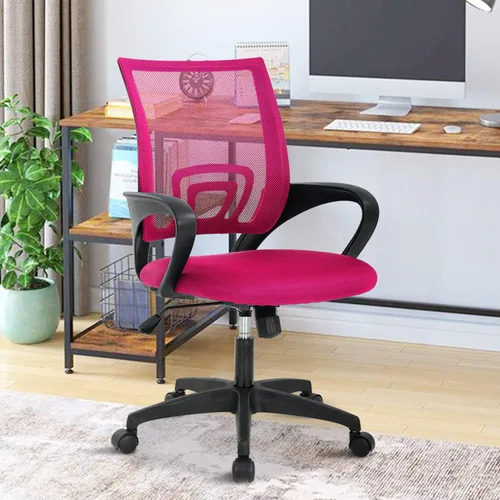 Miniatura 9 de Silla de escritorio ergonómica, sillas de oficina ajustables, silla de computadora con ruedas y soporte lumbar, sillas de oficina con respaldo medio