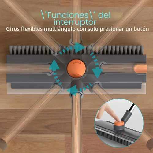 Miniatura 4 de Cepillo de limpieza para pisos con mango largo ajustable de longitud, cepillo de limpieza de 3 en 1 de cerdas rígidas de 90° con escobilla de goma
