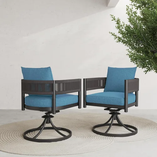 Miniatura 9 de Grand patio - Juego de 2 sillas de comedor para exterior, 2 piezas de sillas de comedor para patio, sillas fijas de patio de mimbre tejido en metal