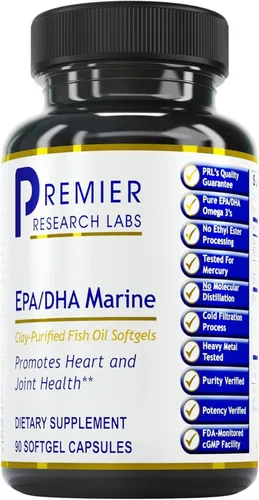 Premier Research Labs EPA DHA Marine Softgels - Aceite de pescado Omega 3, suplemento de Omega 3 de la EPA, ácidos grasos para mujeres y hombres,