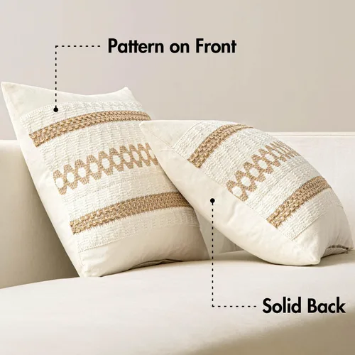 Miniatura 6 de MIULEE Fundas de almohada lumbares decorativas bohemias, cojín de algodón retro, tejidas de macramé para decoración del hogar para cama, sofá, neutro