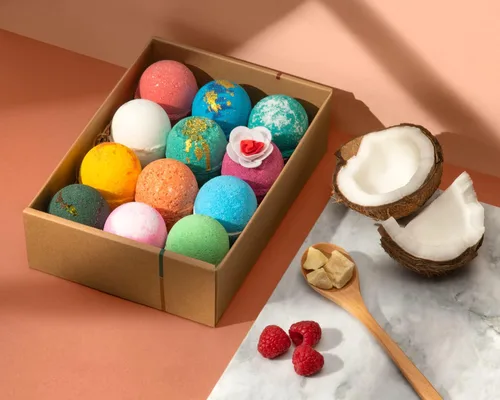 Miniatura 4 de LifeAround2Angels Juego de 12 bombas de baño Faviorite hechas en Estados Unidos, manteca de karité y coco hidratan la piel seca, hechas a mano
