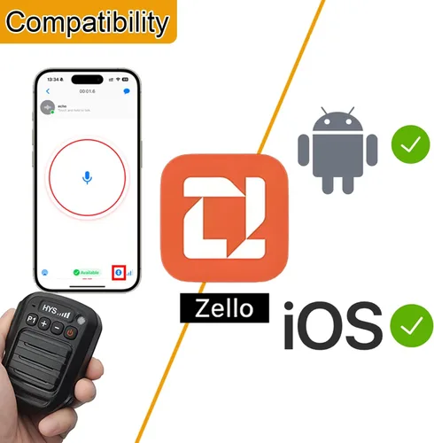 Miniatura 2 de HYS Micrófono Bluetooth para la aplicación Zello, micrófono inalámbrico con PTT - IP66 impermeable, carga tipo C, batería de 1000 mAh, tiempo